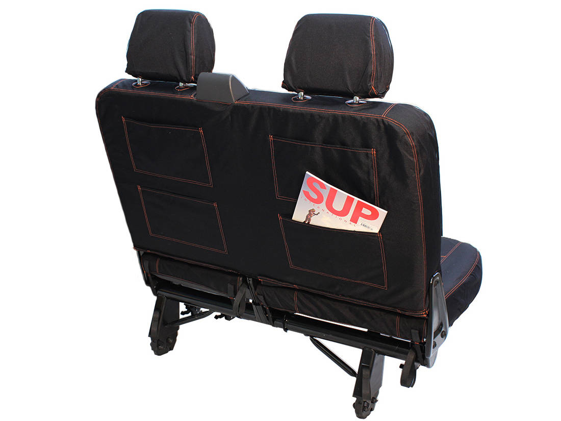 VW Volkswagen T5 T6 Transporter Kombi van waterproof seat cover Back Twin Double Black Orange durable luxury hard wearing protective protection